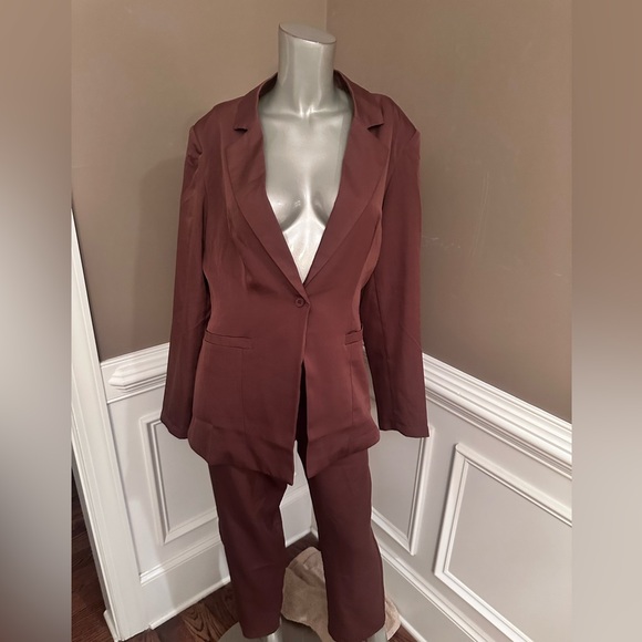 NWT FASHION NOVA Cut Out Pant Suit Chocolate Brown Sz XL - Picture 2 of 5
